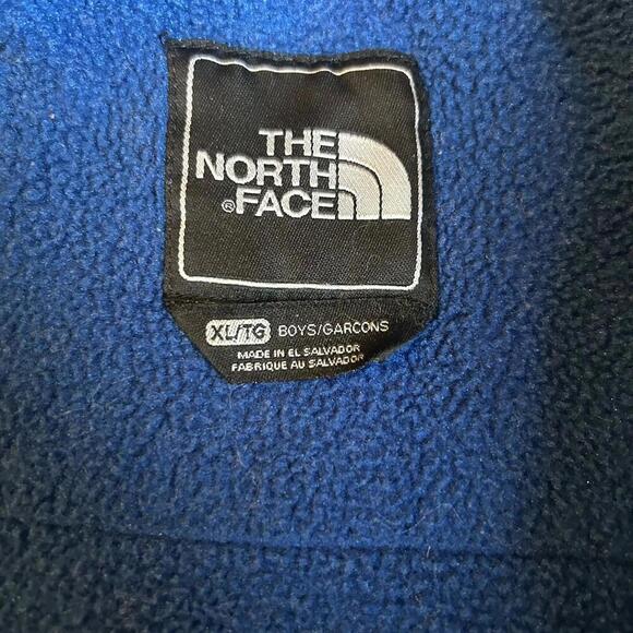 North Face Polartec Jacket Blue Grey Fleece Zipper Pullover Boys Pockets XL - Picture 2 of 8